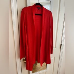 Eileen Fisher Red Lightweight Merino Wool Cardigan Sweater Size L